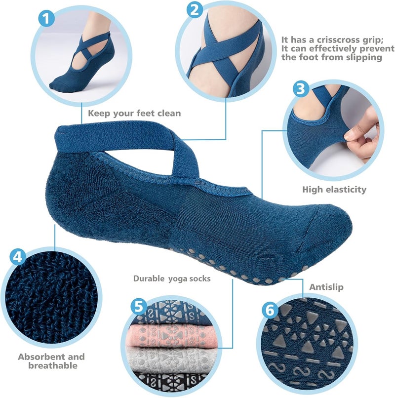 BKP Yoga Socks for Women,Pilates Socks Non Slip Grip Socks Suitable for Ballet,Plasticity,Dance,Home,Training - Image 2